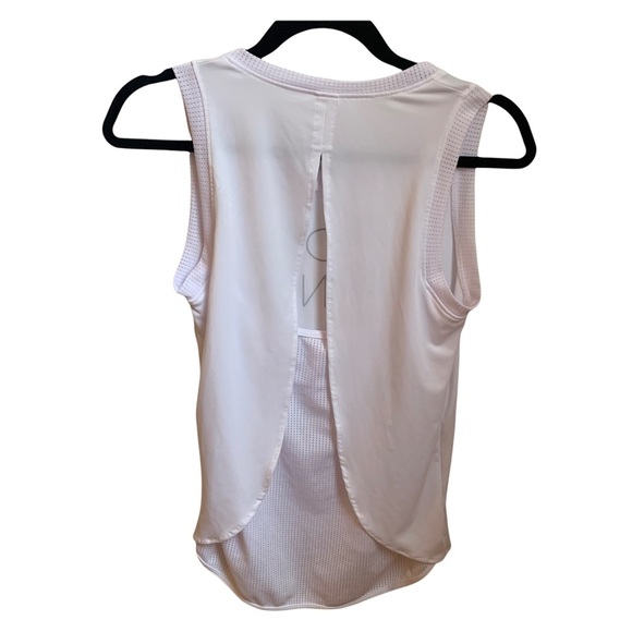 Running Workout Tank Top White Mesh Split Back Size S - Picture 3 of 8
